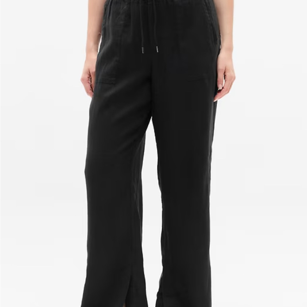 NWOT Athleta Retreat Linen High Rise Wide Leg Pant in Black